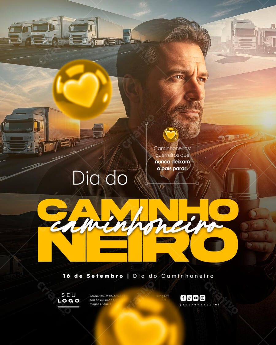 Flyer Dia do Caminhoneiro PSD Editável