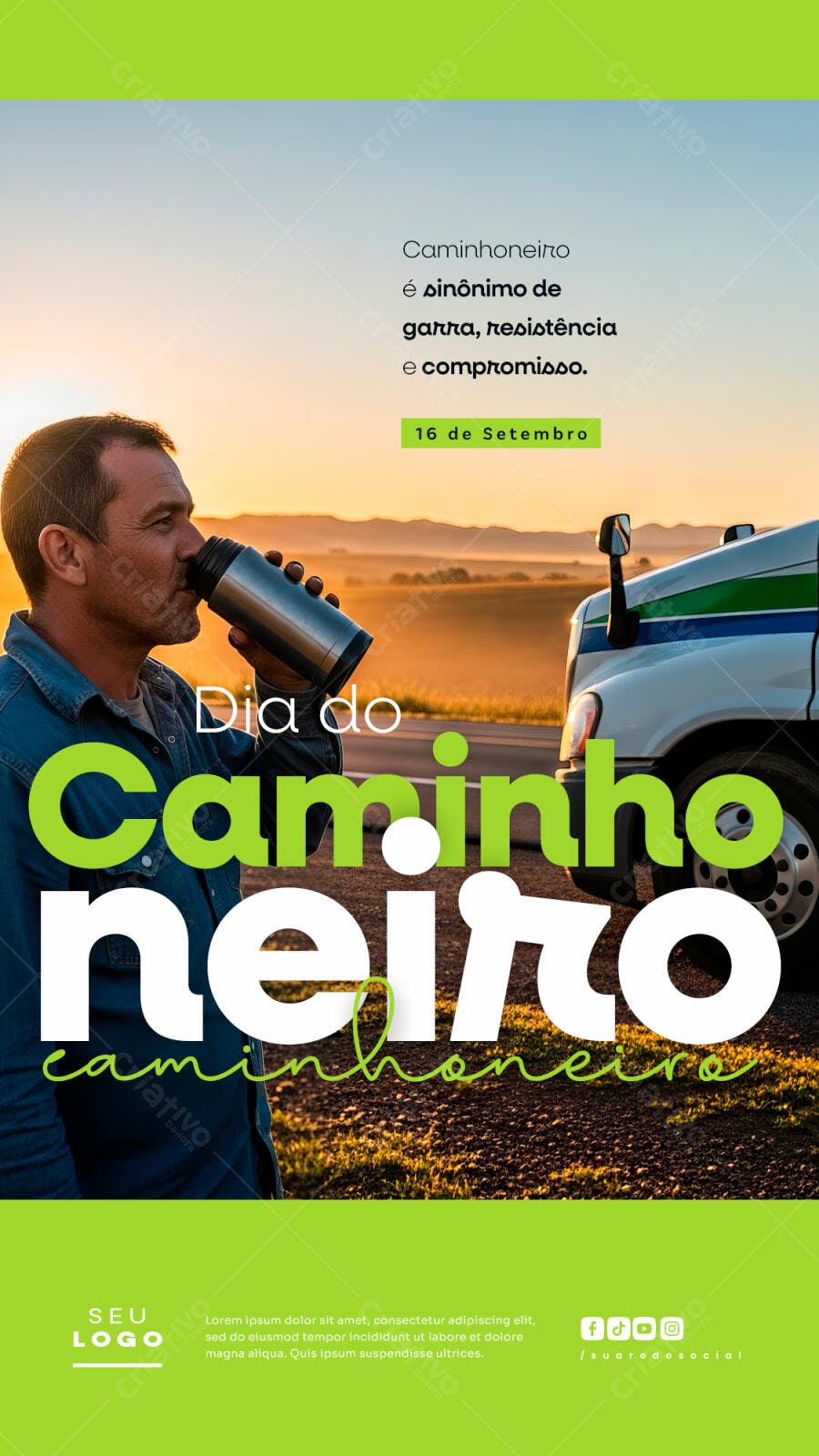 Flyer Dia do Caminhoneiro PSD Editável
