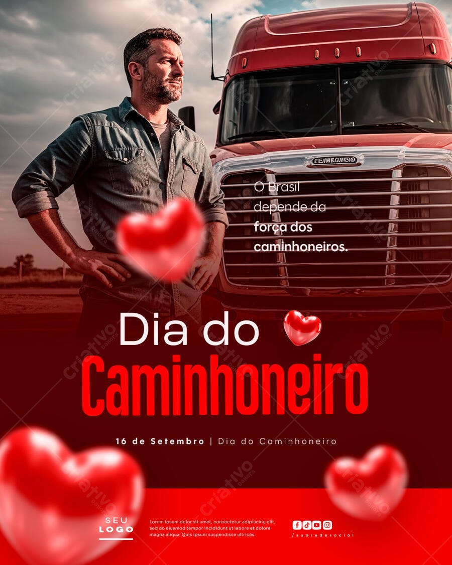 Flyer Dia do Caminhoneiro PSD Editável
