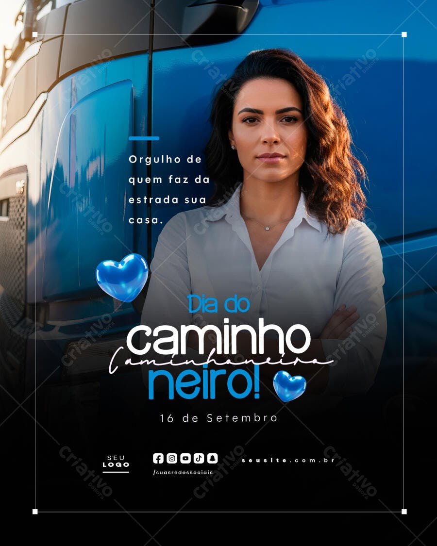 Flyer Dia do Caminhoneiro PSD Editável