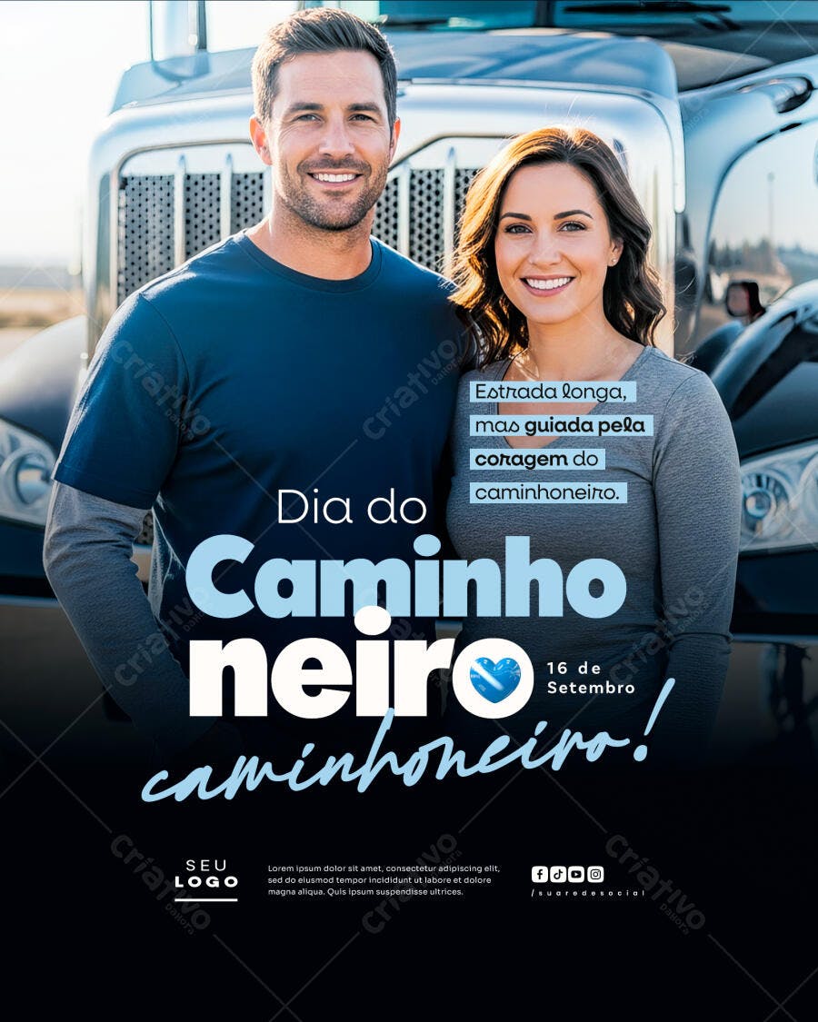 Flyer Dia do Caminhoneiro PSD Editável