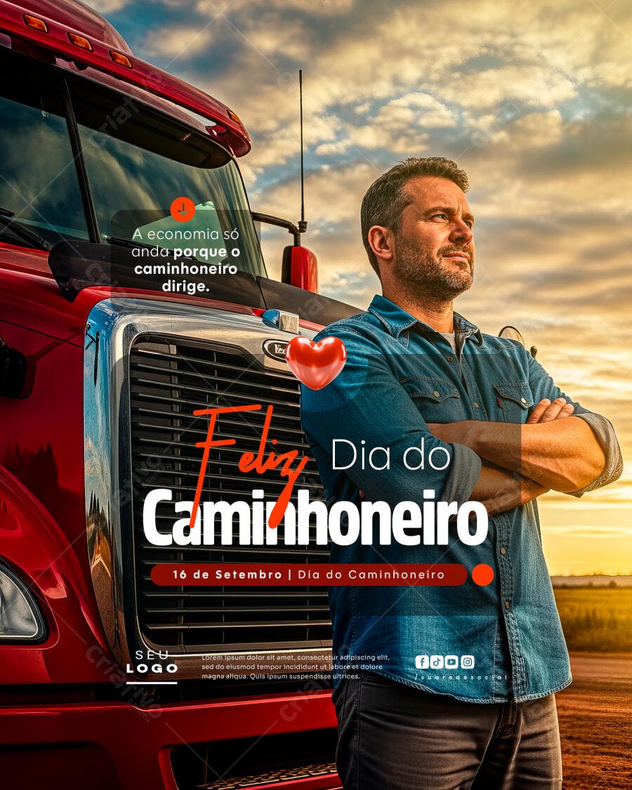 Post para Dia do Caminhoneiro PSD Editável