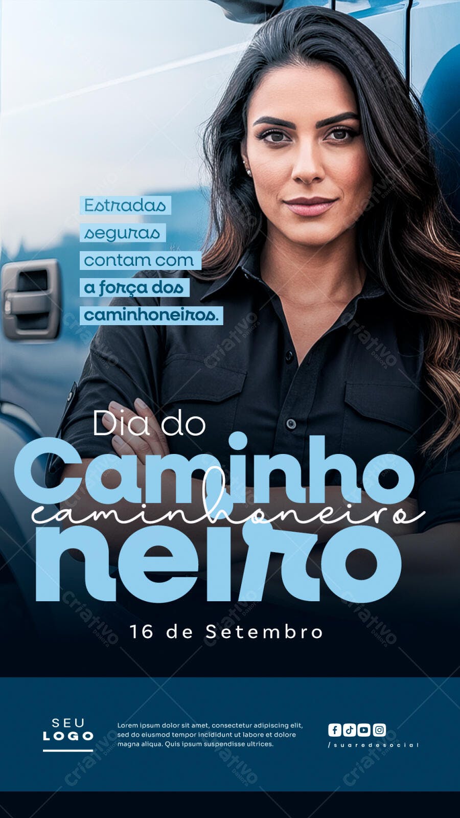 Flyer Dia do Caminhoneiro PSD Editável