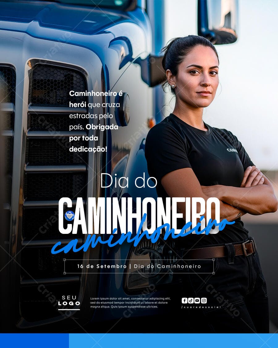Postagem Dia do Caminhoneiro PSD Editável