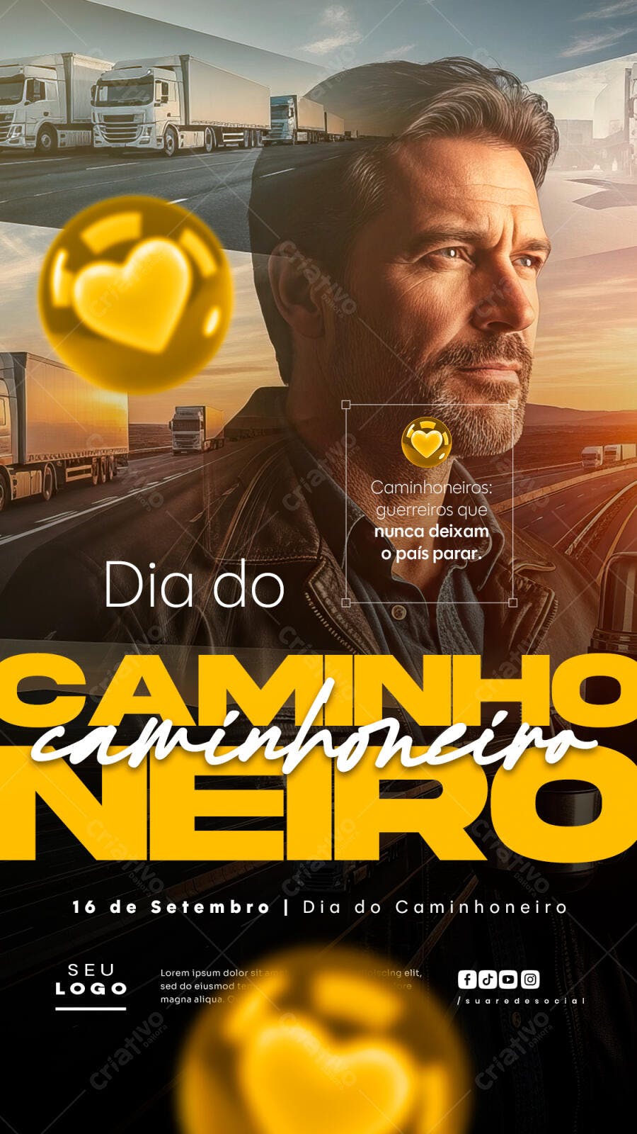 Flyer Dia do Caminhoneiro PSD Editável