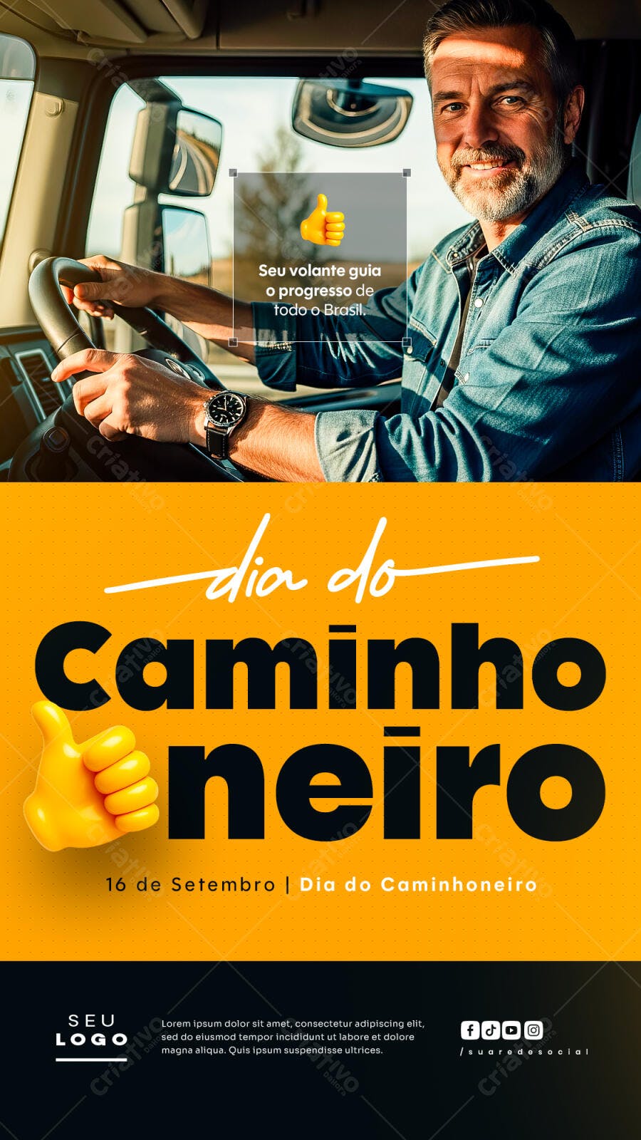 Flyer Dia do Caminhoneiro PSD Editável