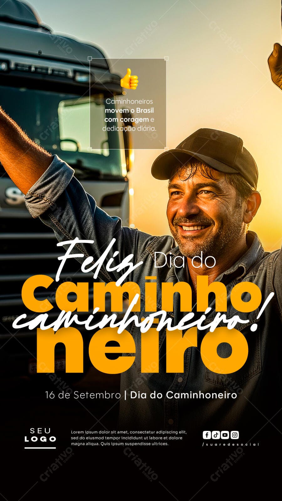 Flyer Dia do Caminhoneiro PSD Editável