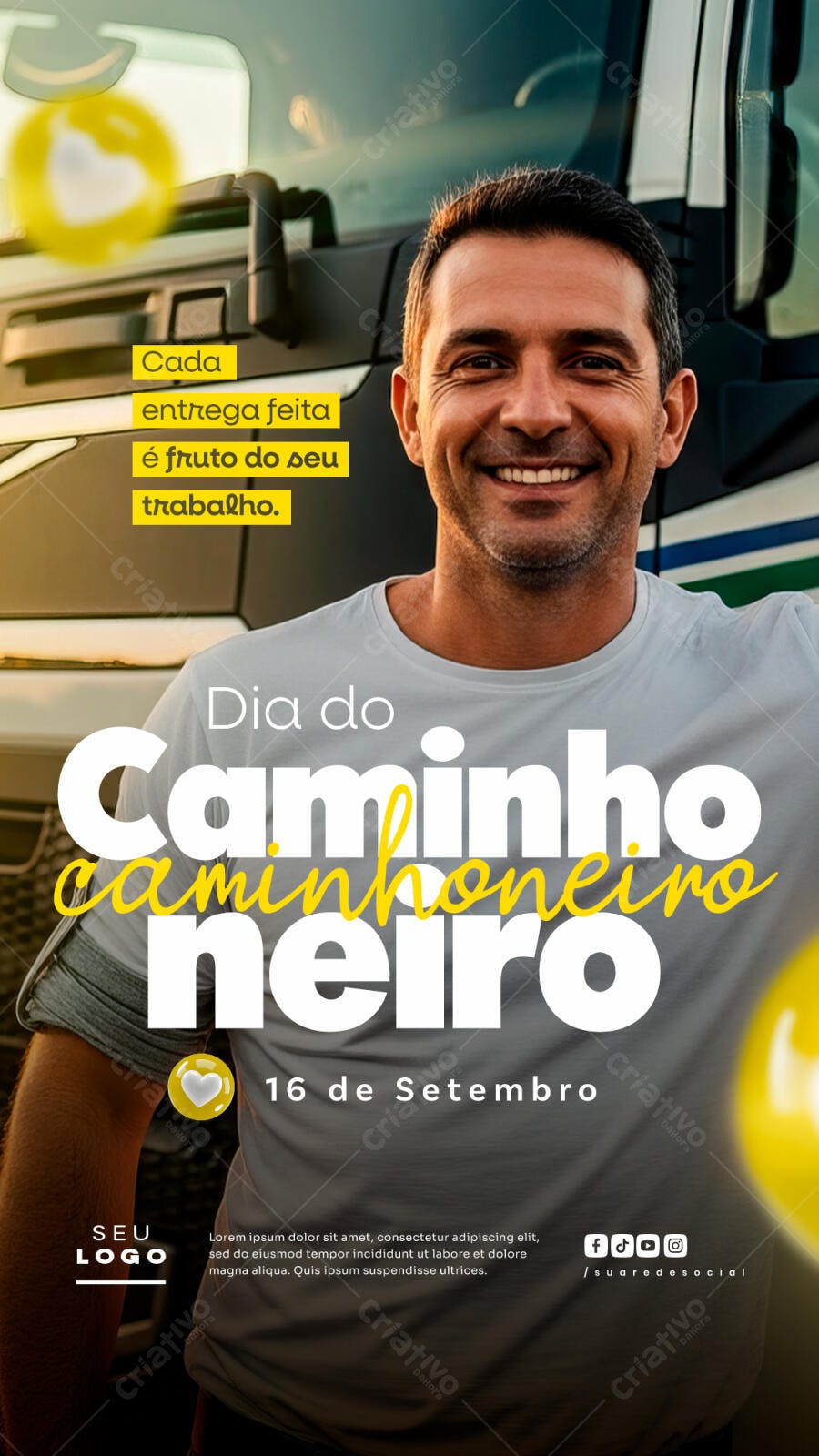 Flyer Dia do Caminhoneiro PSD Editável