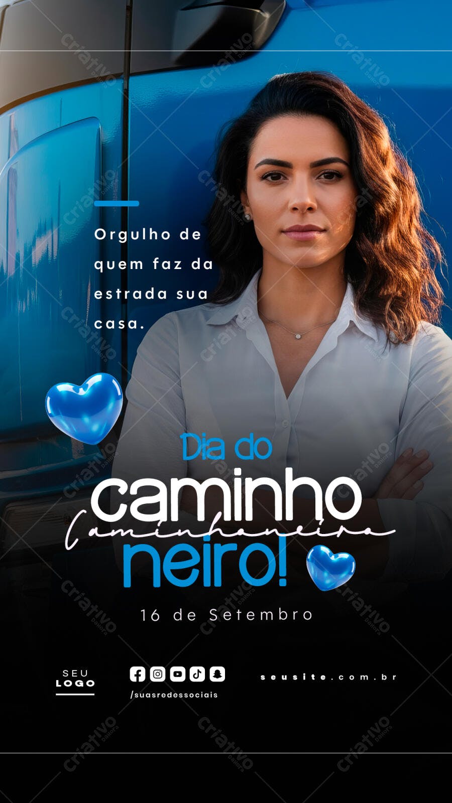 Flyer Dia do Caminhoneiro PSD Editável
