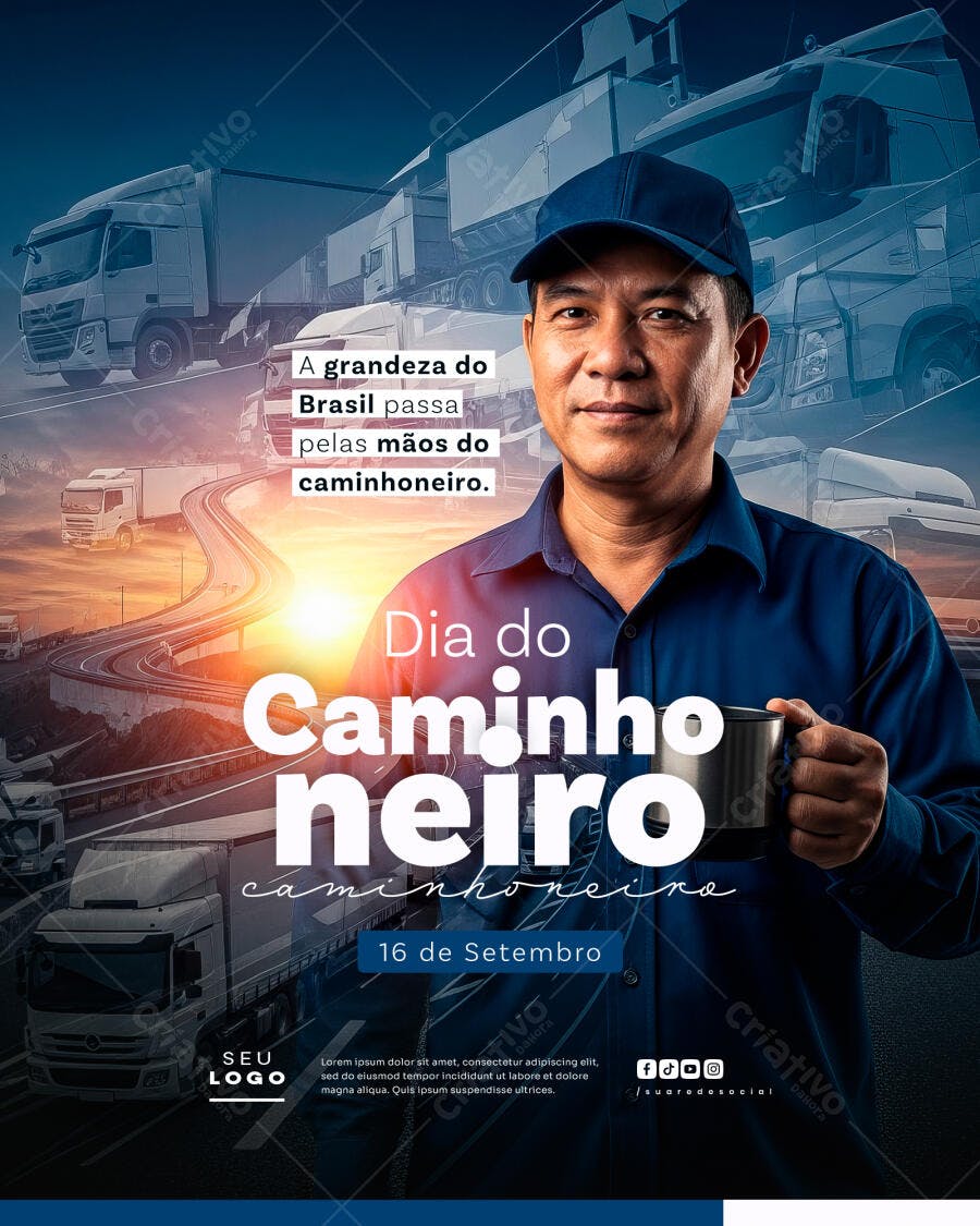 Flyer Dia do Caminhoneiro PSD Editável