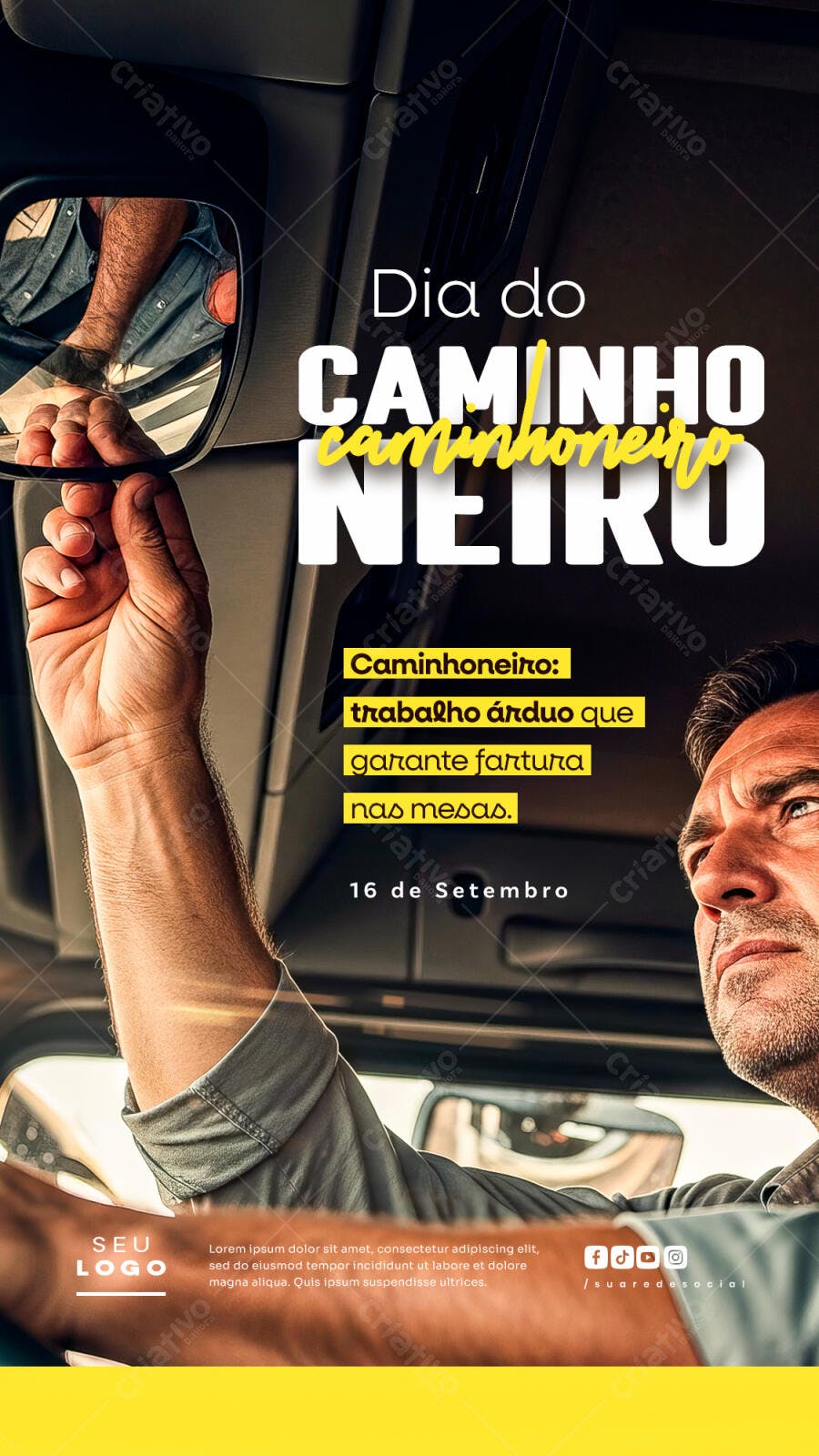 Flyer Dia do Caminhoneiro PSD Editável