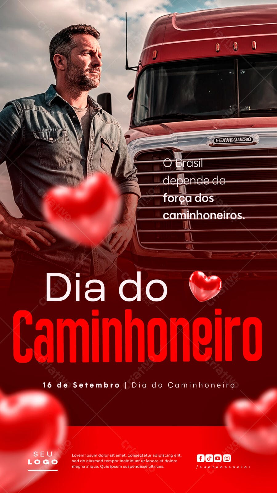 Poster Dia do Caminhoneiro PSD Editável