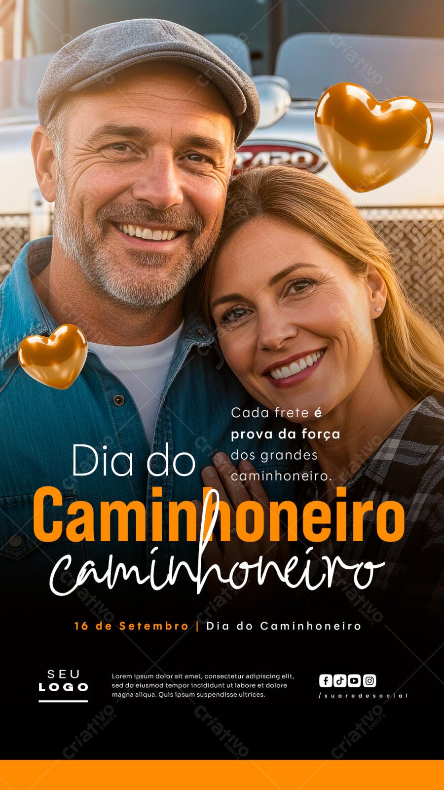 Flyer Dia do Caminhoneiro PSD Editável