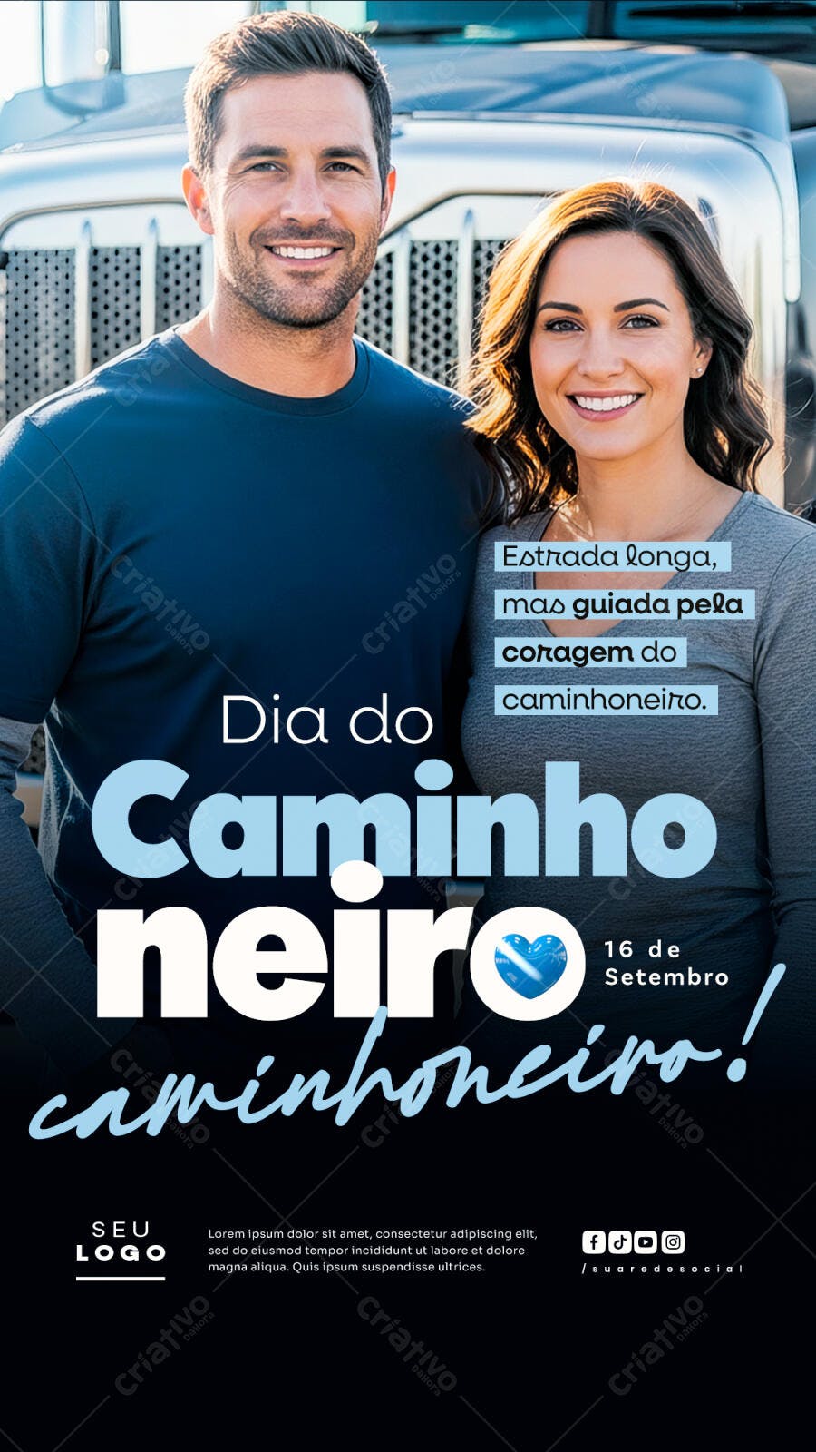 Flyer Dia do Caminhoneiro PSD Editável