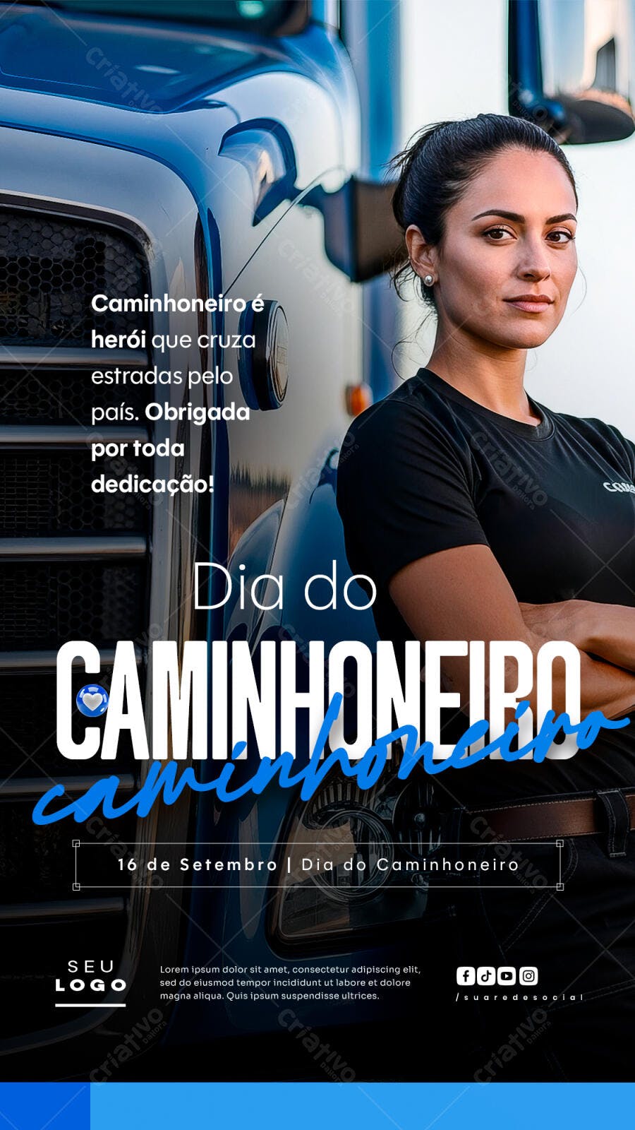 Flyer Dia do Caminhoneiro PSD Editável