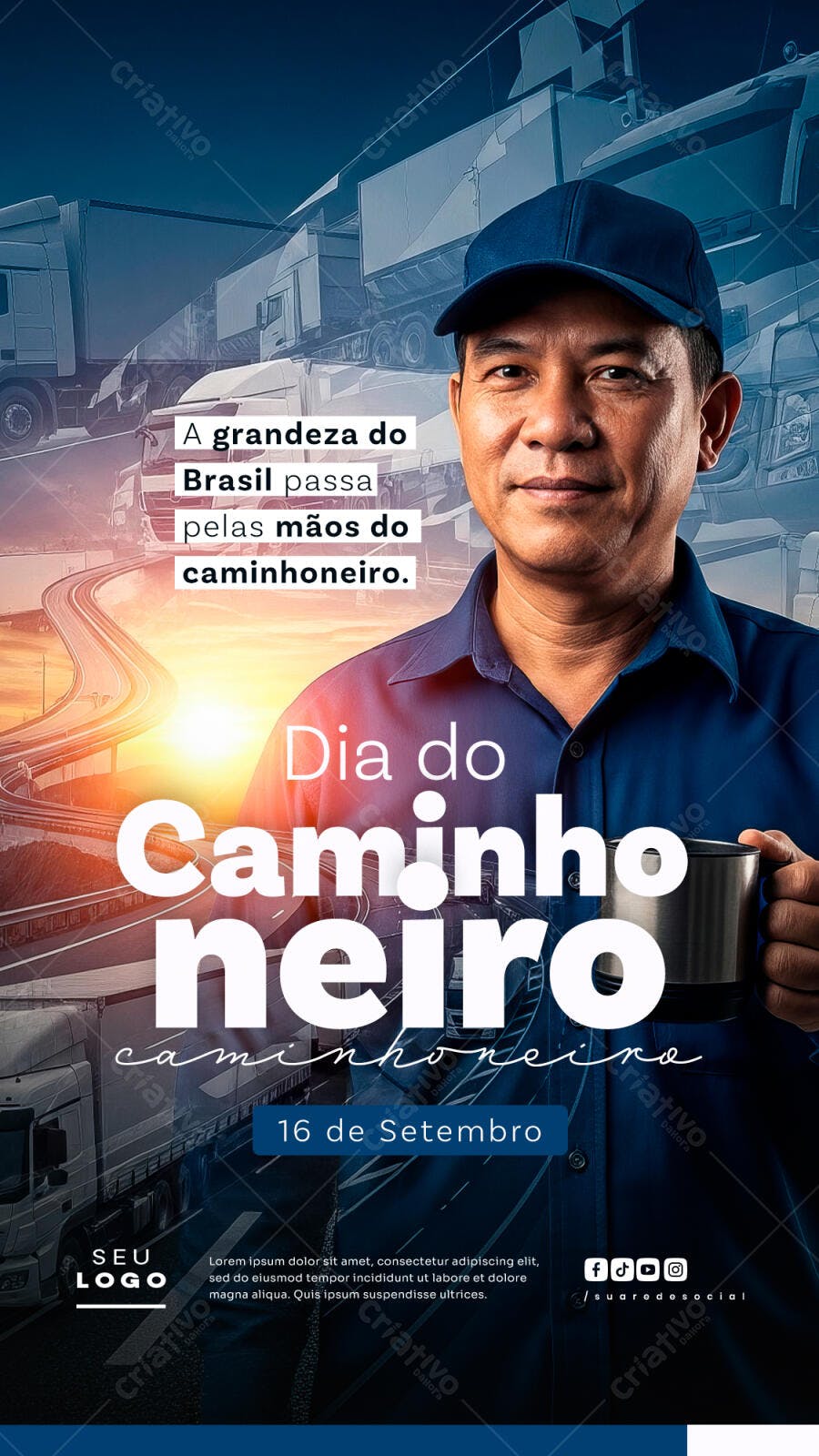 Flyer Dia do Caminhoneiro PSD Editável