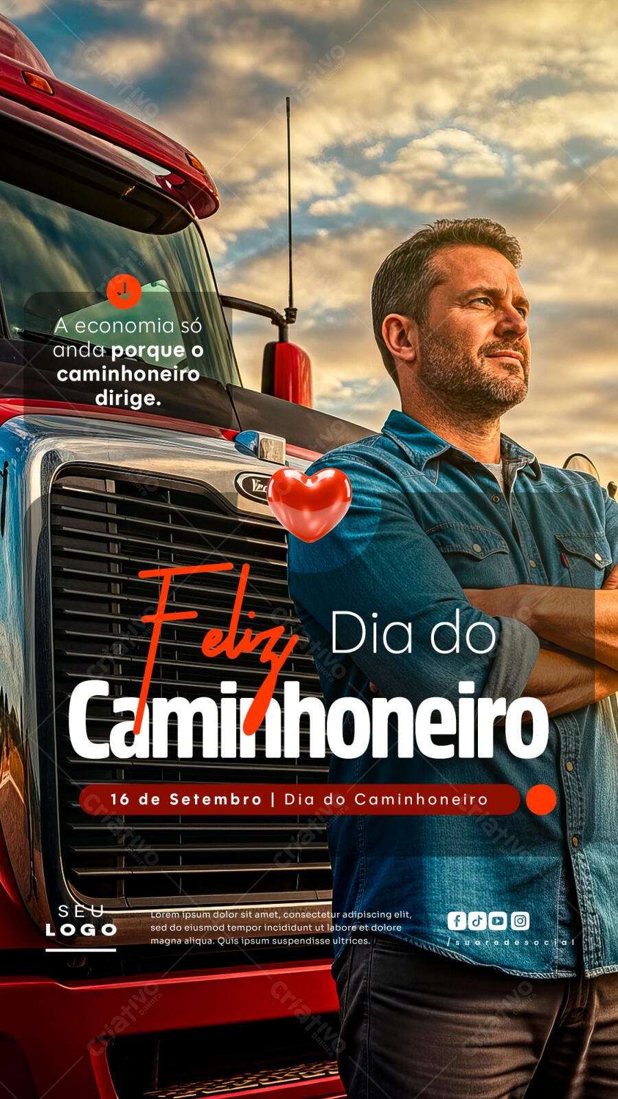 Flyer Dia do Caminhoneiro PSD Editável