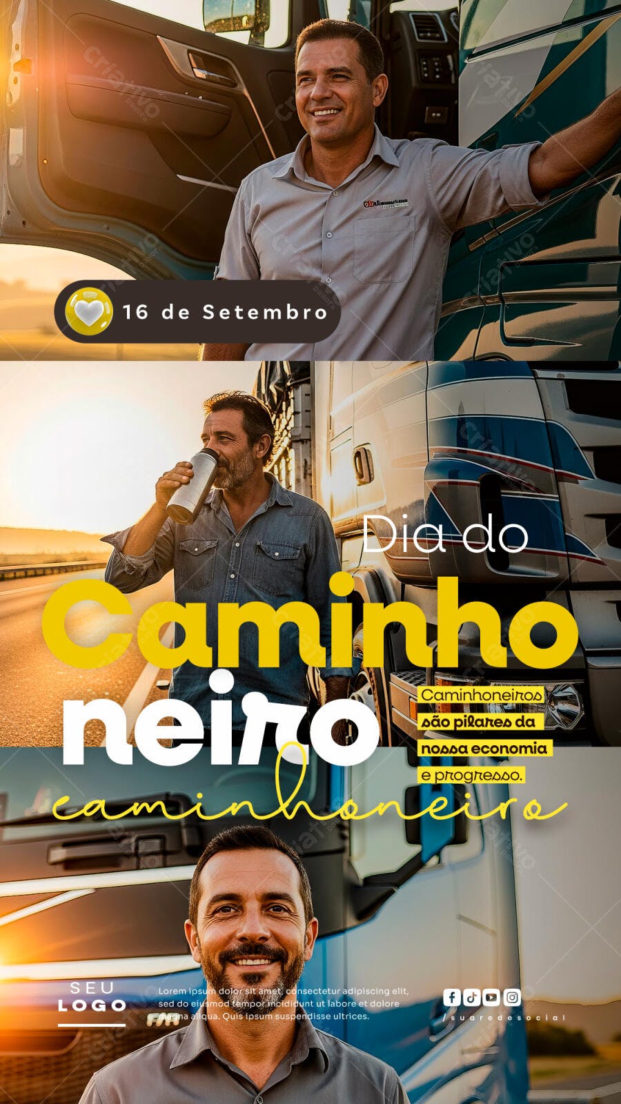 Flyer Dia do Caminhoneiro PSD Editável