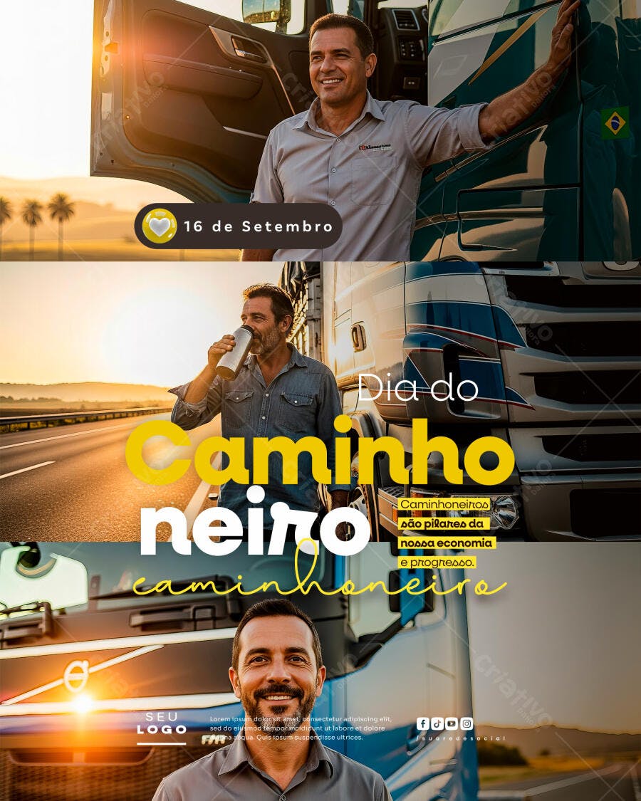 Flyer Dia do Caminhoneiro PSD Editável