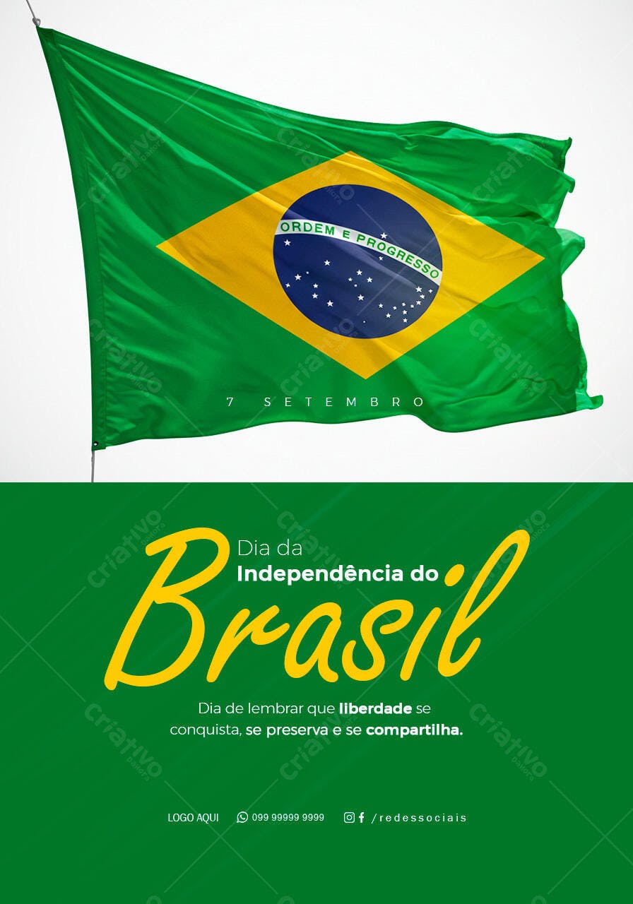 Flyer para o Dia da Independência do Brasil PSD Editável