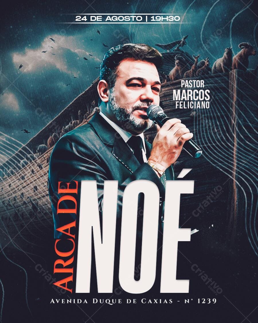 Flyer para Evento Religioso Arca de Noé PSD Editável