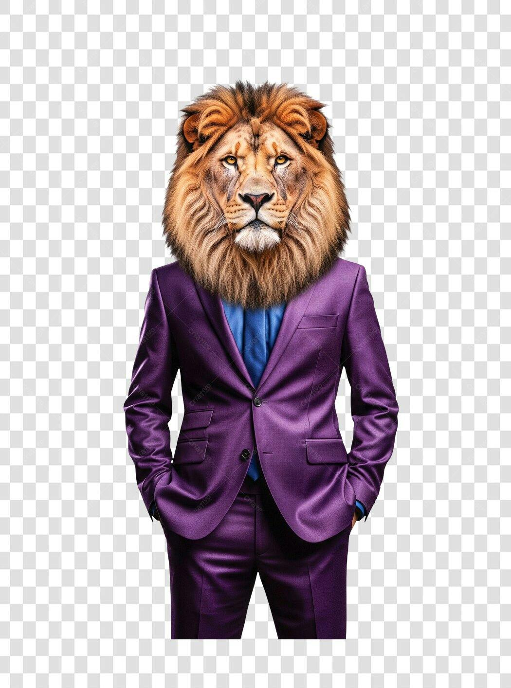 Icone Leão em Terno Roxo PNG com fundo transparente