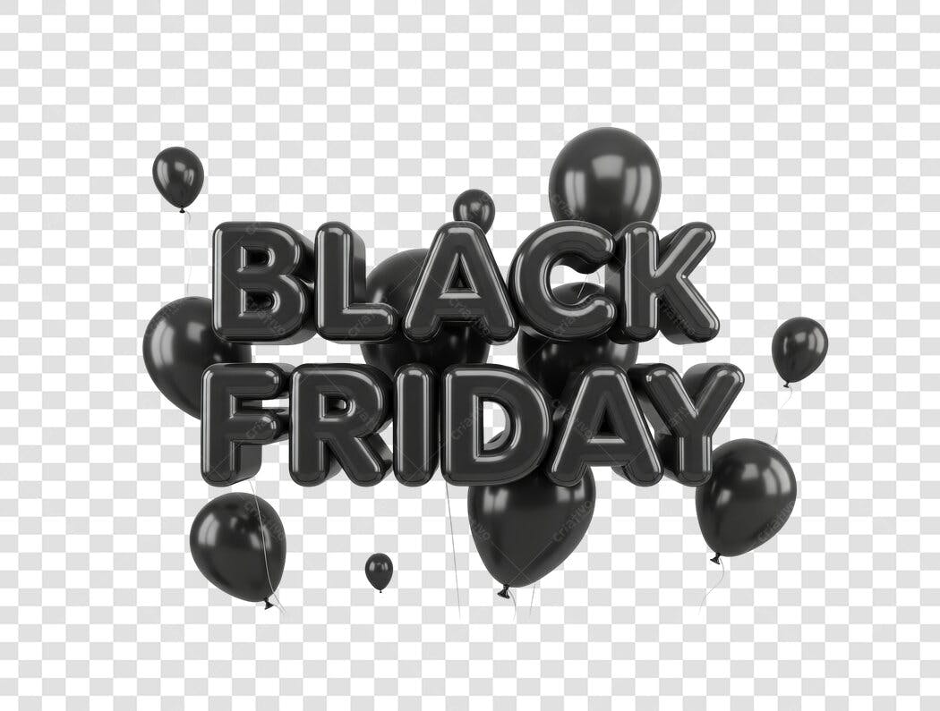 Banner Black Friday Balões PNG com fundo transparente