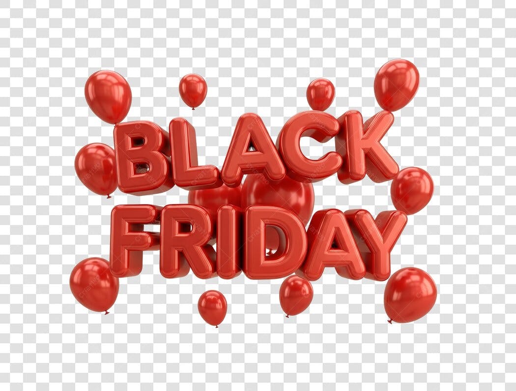 Banner Black Friday Balões Vermelhos PNG com fundo transparente
