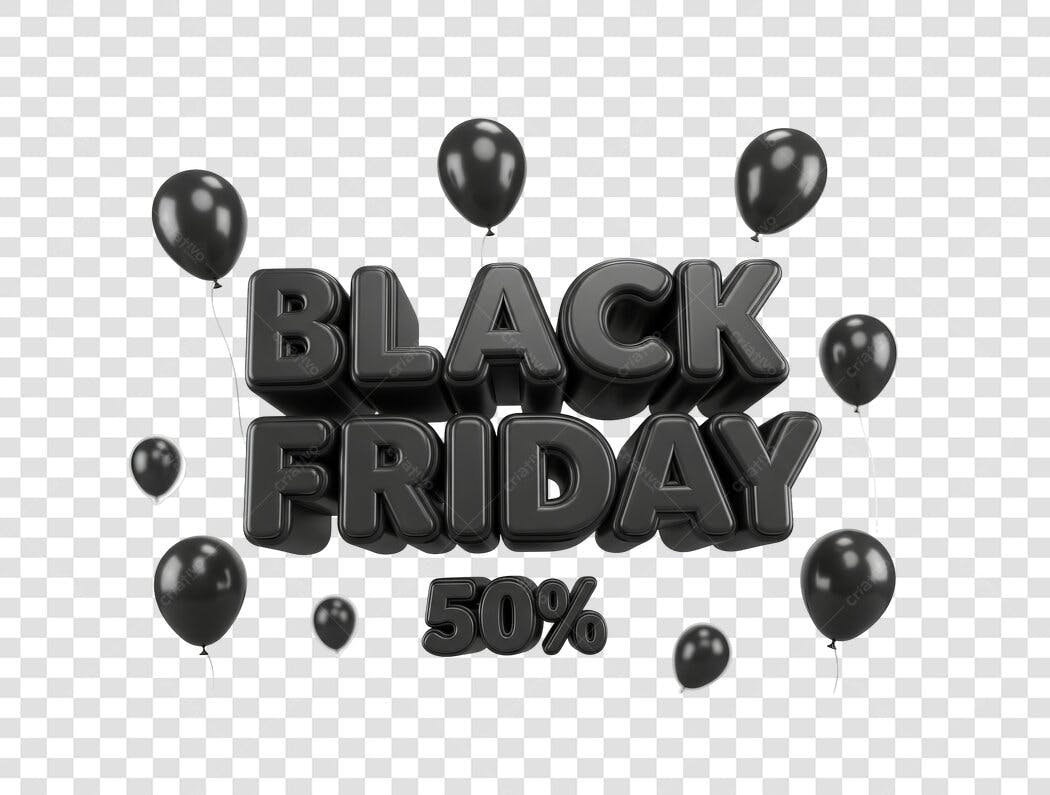 Banner Black Friday 50% PNG com fundo transparente