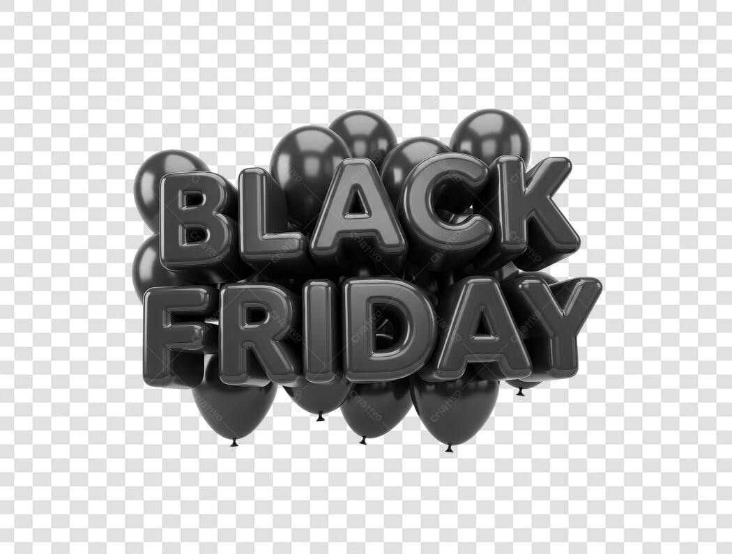 Banner Black Friday Balões PNG com fundo transparente