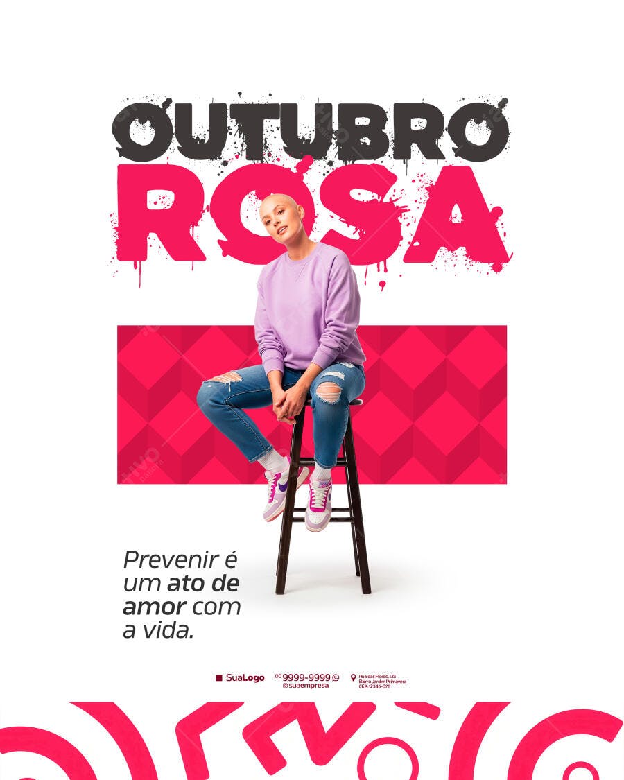 Flyer Outubro Rosa PSD Editável