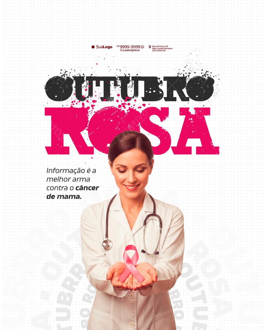 Flyer Outubro Rosa PSD Editável