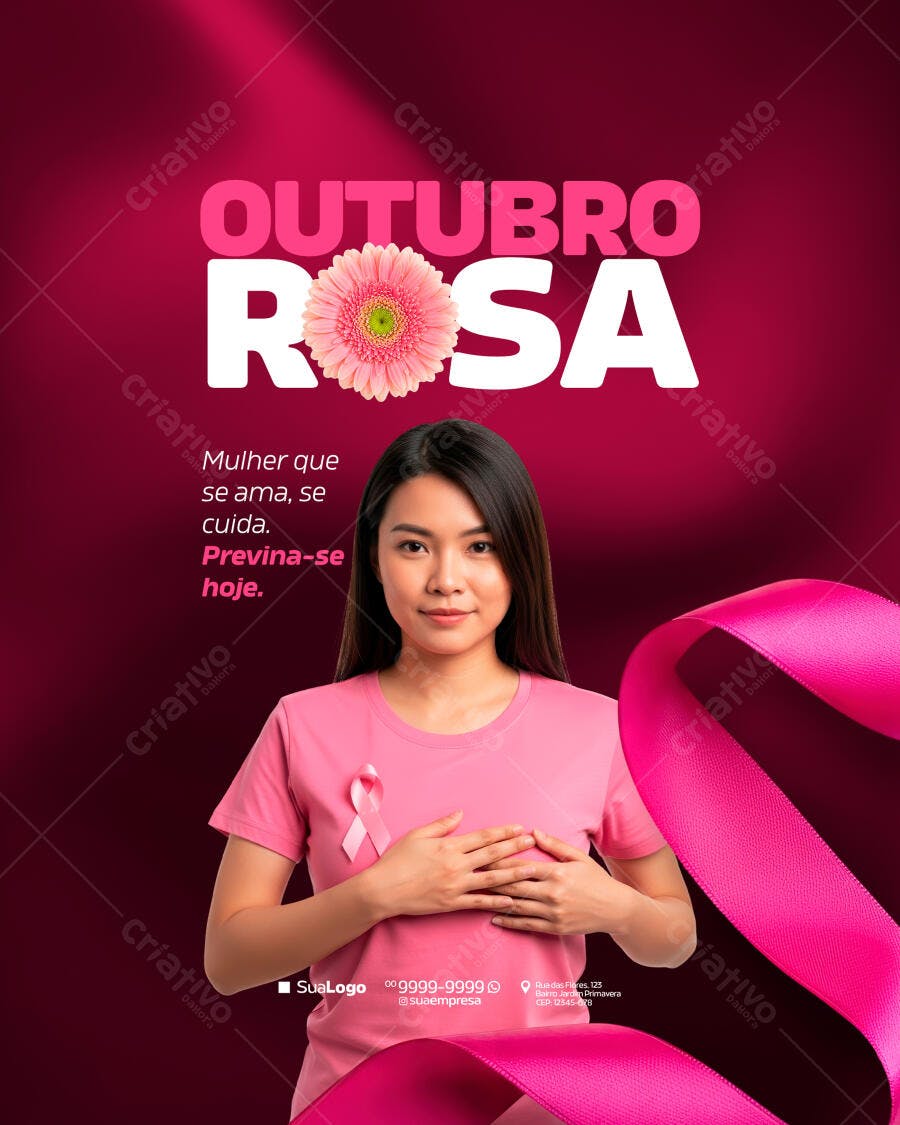 Flyer Outubro Rosa PSD Editável