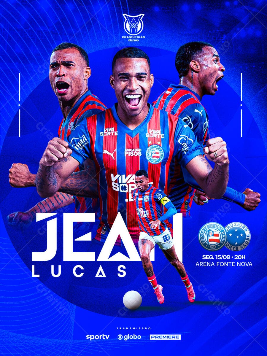Flyer Jogo de Futebol Jean Lucas PSD Editável