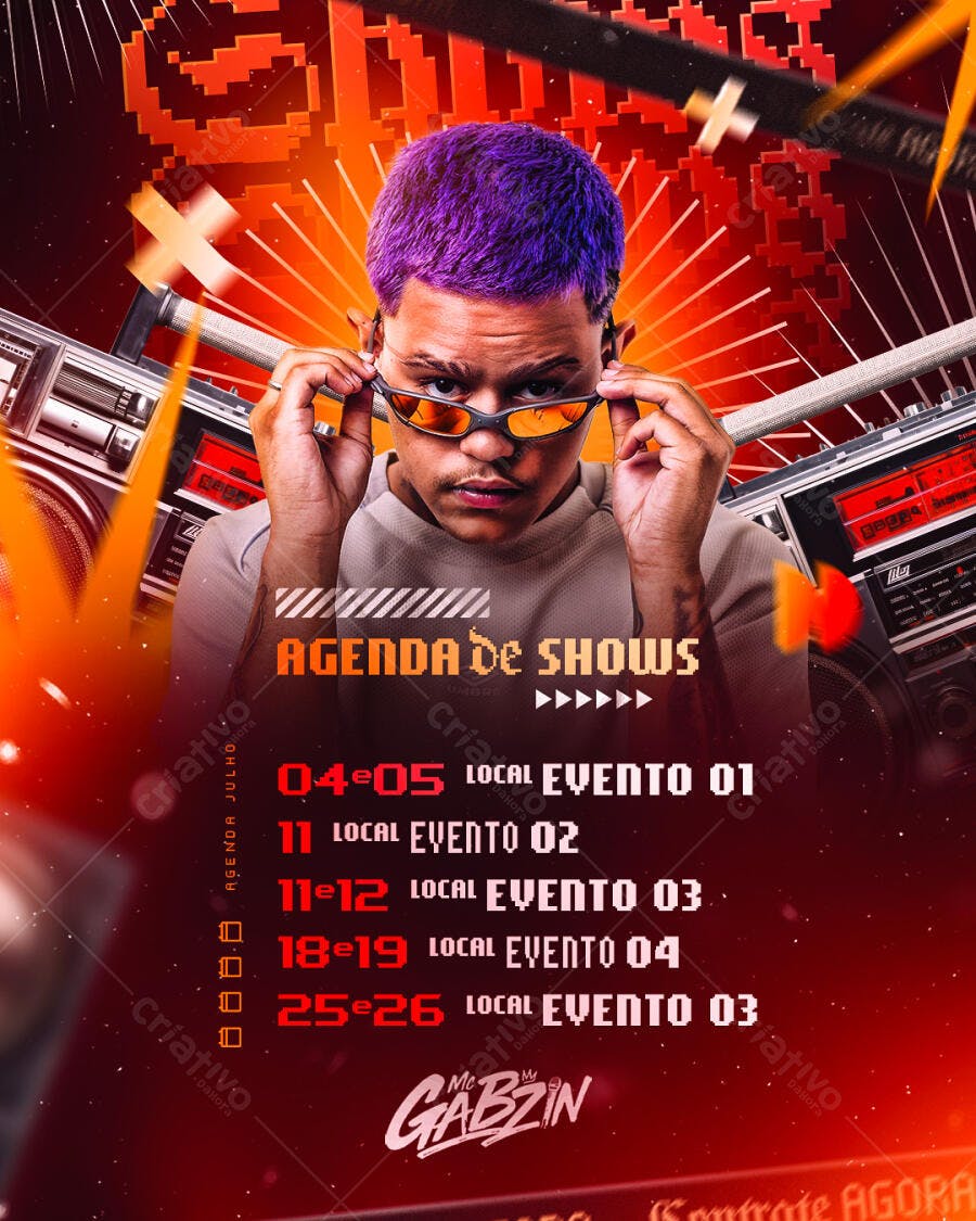 Flyer para Shows de MC Gabzin PSD Editável