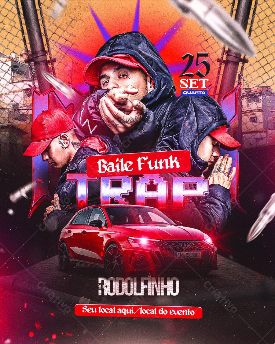 Flyer Baile Funk Trap PSD Editável