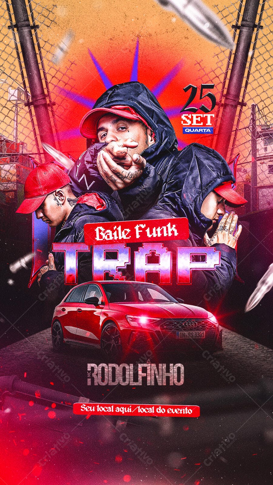 Flyer Baile Funk Trap Rodolfimho PSD Editável