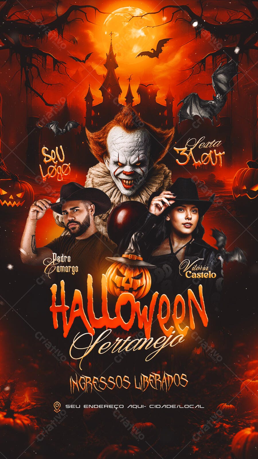 Flyer Festa Halloween Sertaneja PSD Editável