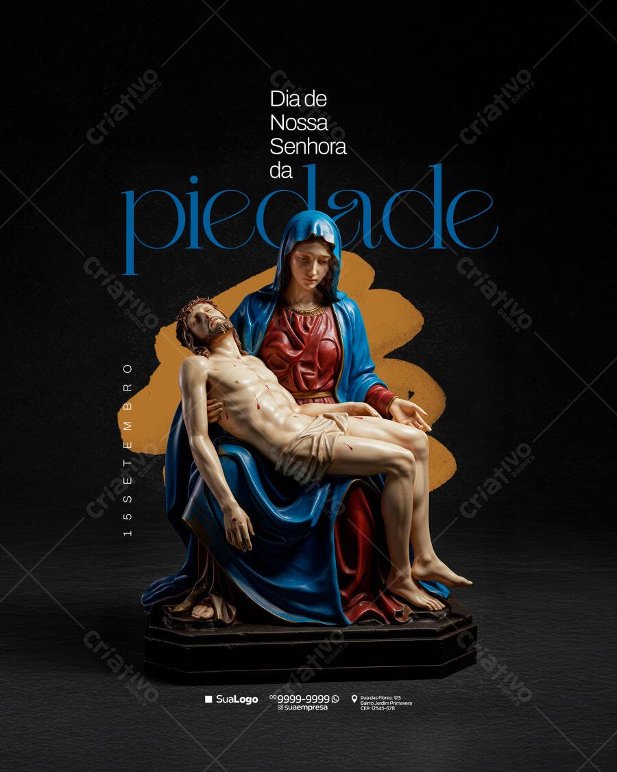 Flyer para Dia de Nossa Senhora da Piedade PSD Editável