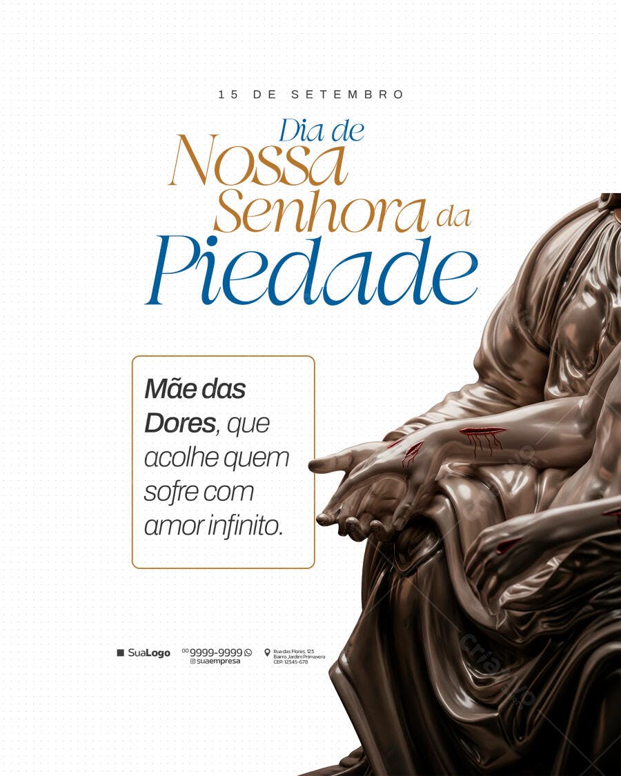 Postagem Dia de Nossa Senhora da Piedade PSD Editável