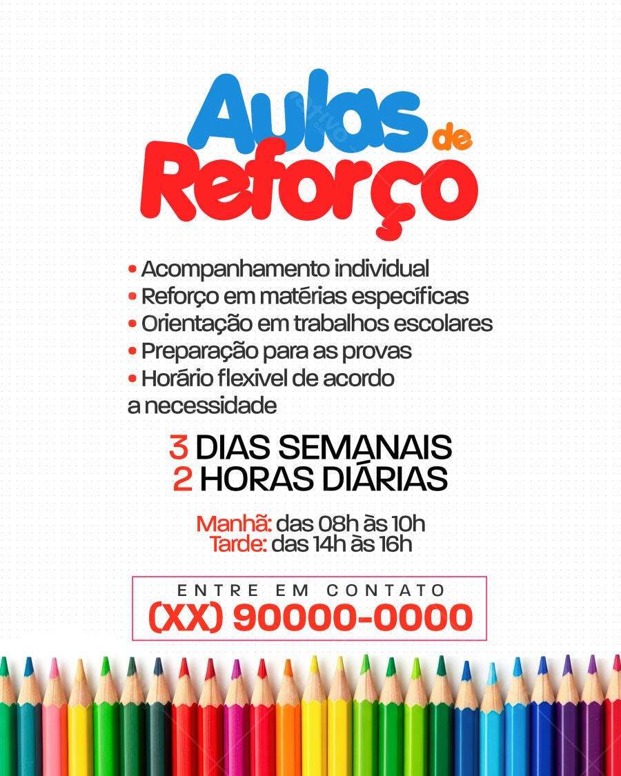 Flyer Aulas de Reforço Escolar PSD Editável