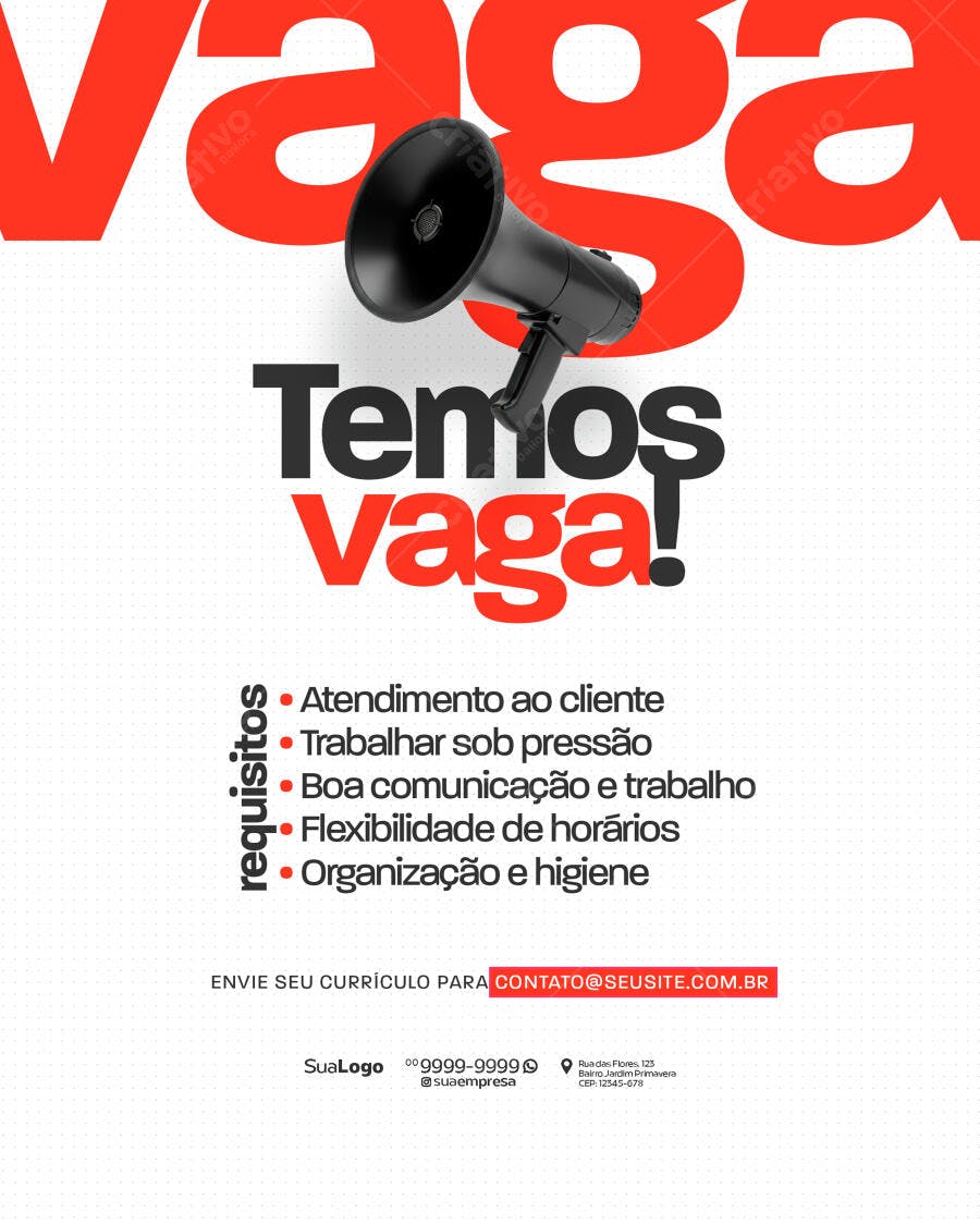 Flyer Vagas de Emprego PSD Editável