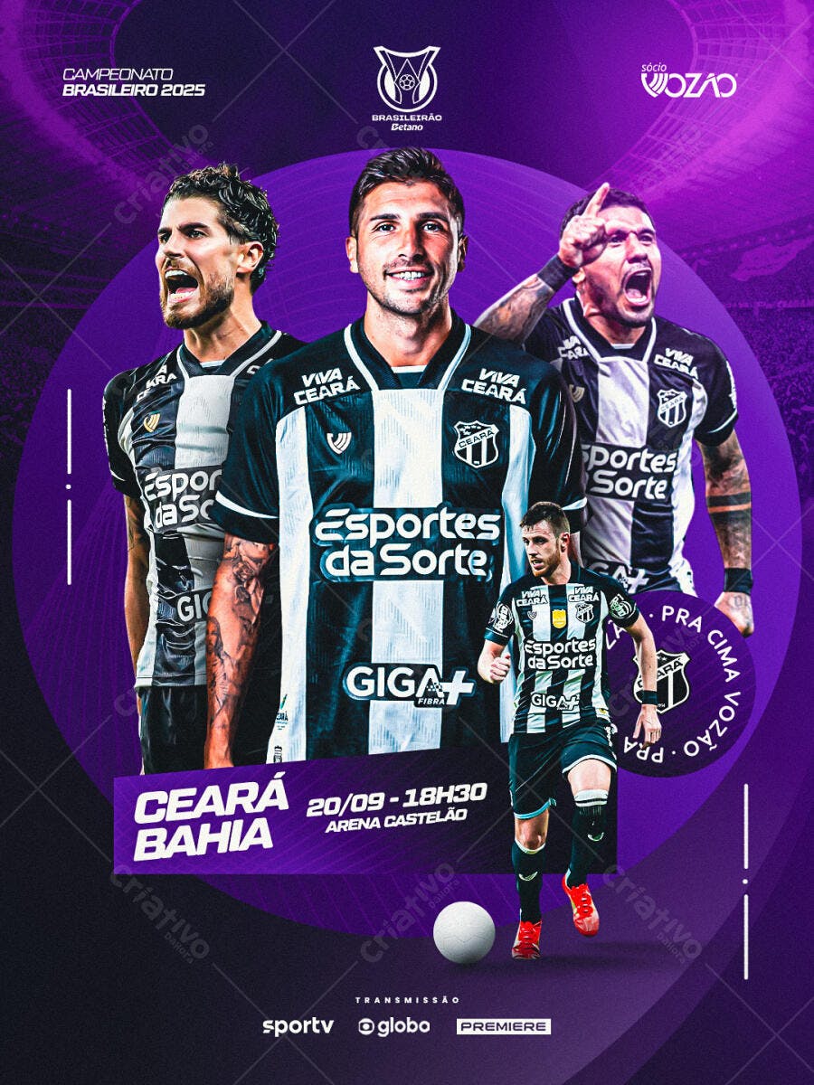 Flyer Ceará x Bahia Campeonato Brasileiro PSD Editável