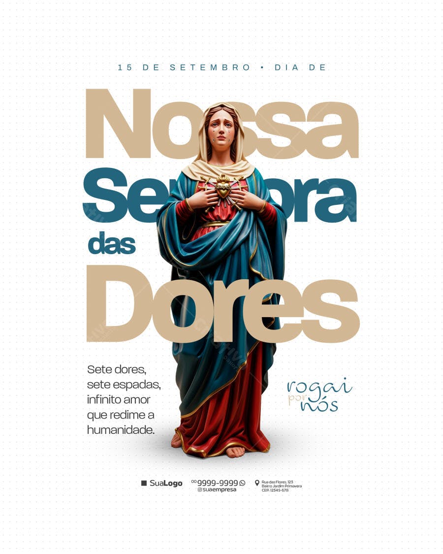 Flyer Dia de Nossa Senhora das Dores PSD Editável