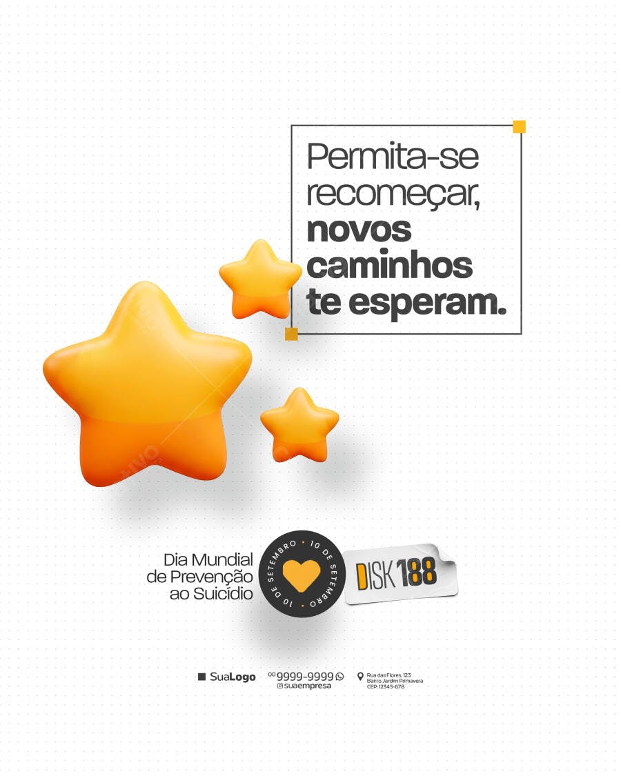 Flyer Dia Mundial da Prevenção ao Suicídio PSD Editável