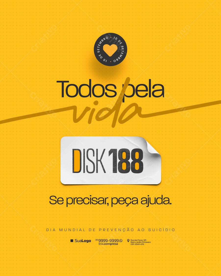 Flyer Dia Mundial de Prevenção ao Suicídio PSD Editável