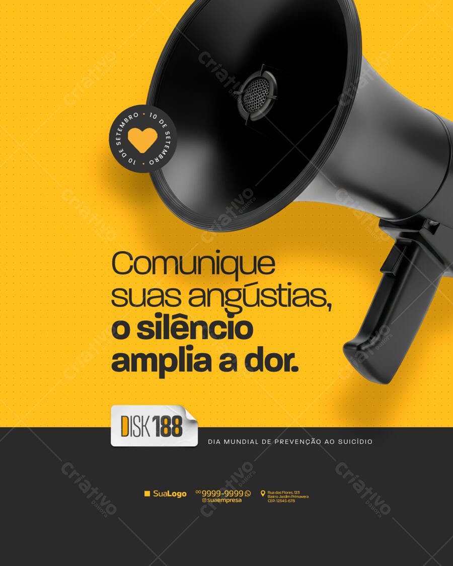 Flyer Dia Mundial de Prevenção ao Suicídio PSD Editável