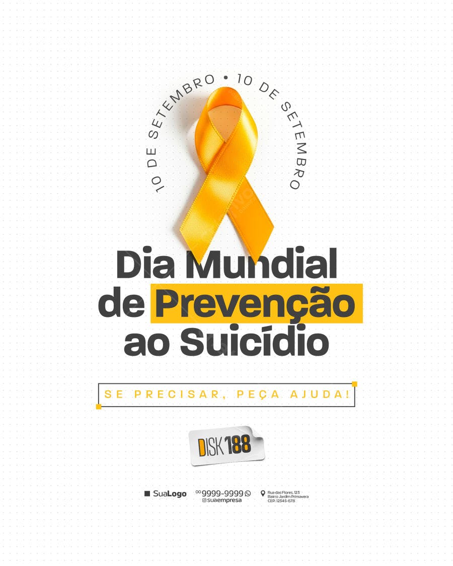 Flyer Dia Mundial de Prevenção ao Suicídio PSD Editável