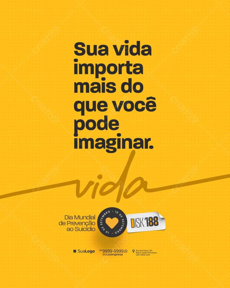 Post para Dia Mundial de Prevenção ao Suicídio PSD Editável