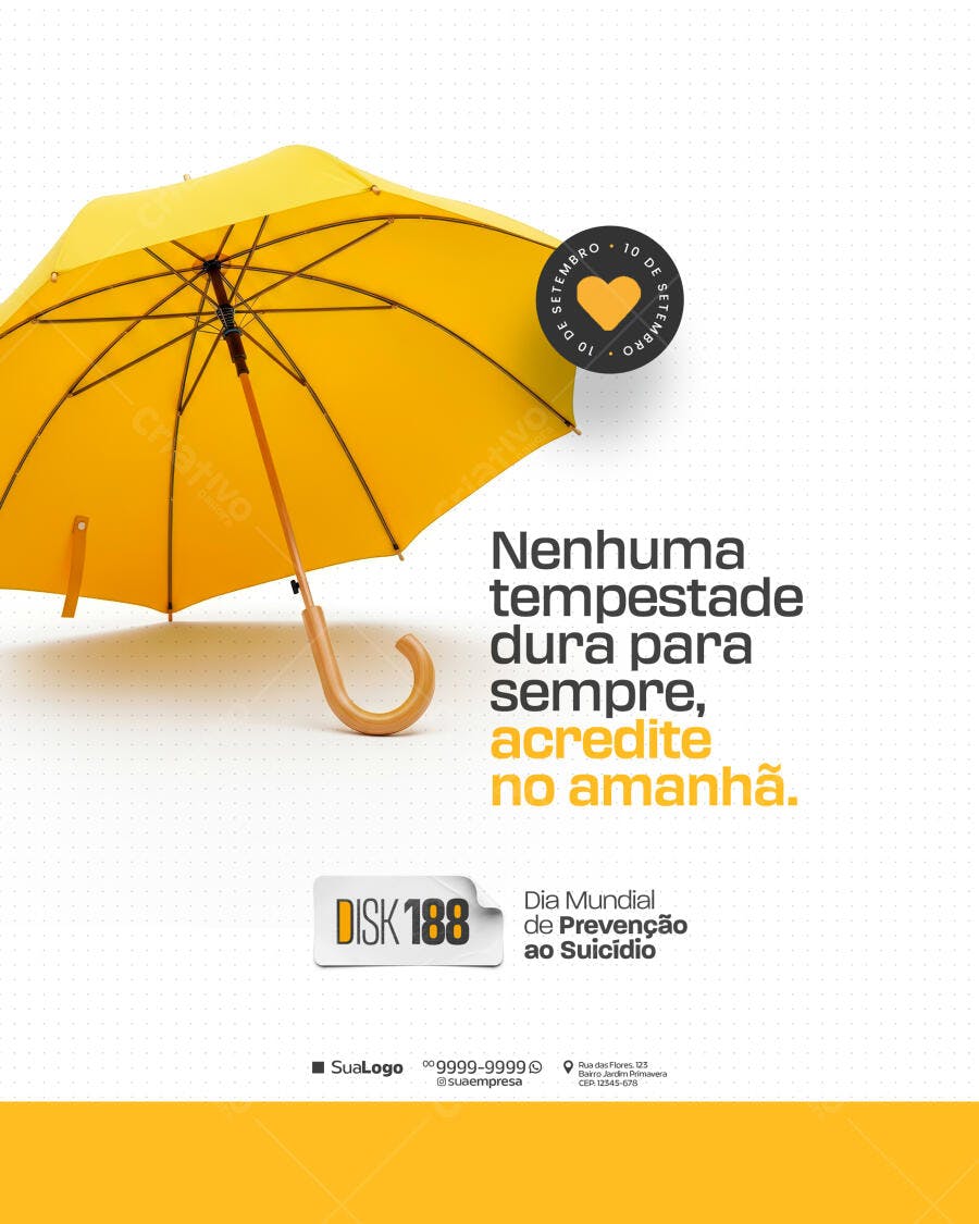 Post para Dia Mundial de Prevenção ao Suicídio PSD Editável